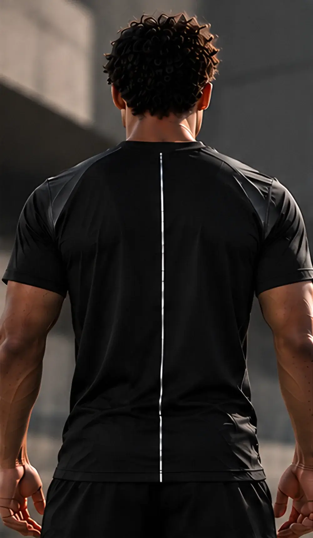 Training tee 02 from behind, with the back stripe
