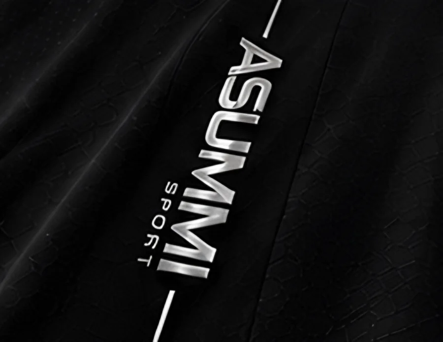 Close-up of the glossy vertical logo
